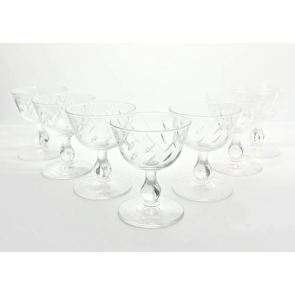Libbey “Colonial Heritage” Set of 7 Coupe Champagne Glasses 4 1/4” 6oz
